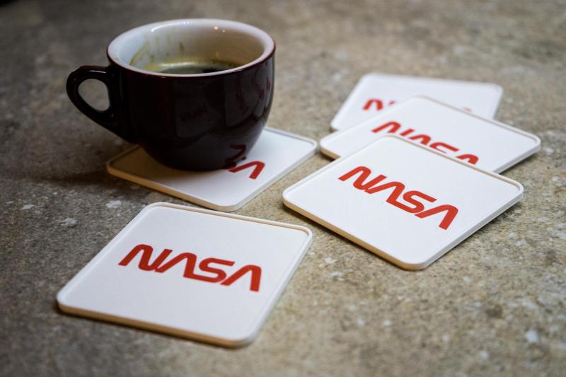 NASA coasters for dual extrusion, multi material or single nozzle printers