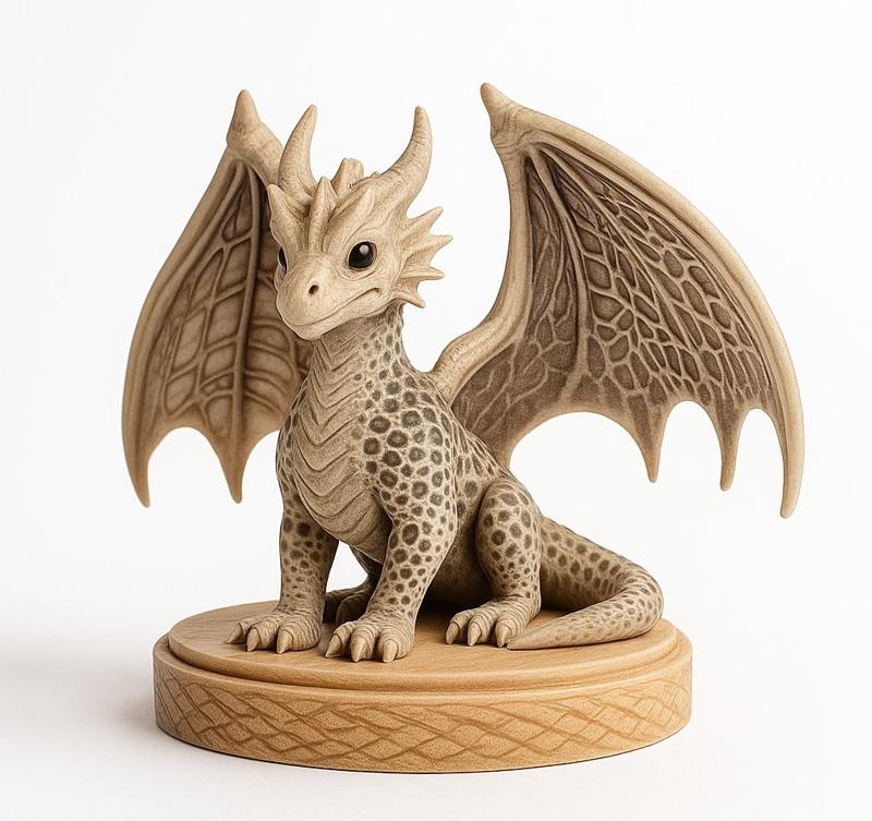 Small Cute Dragon 3D Sculpture – Whimsical Fantasy Charm