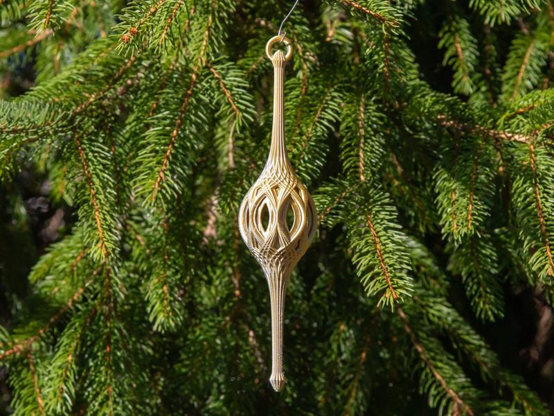 Open Cathedral Christmas Stretch Ornament 2024