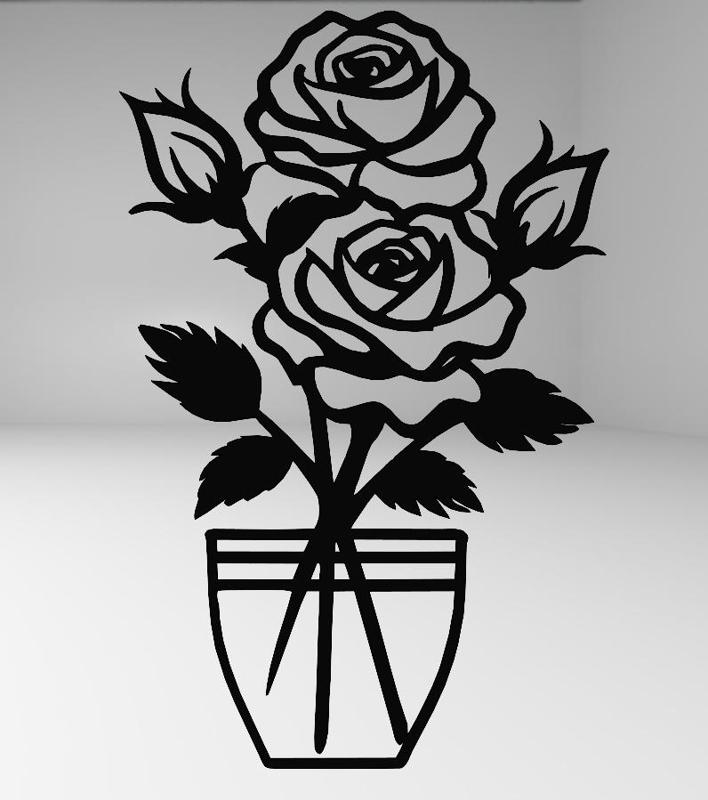 Potted Roses 2 – Elegant Line Art Design