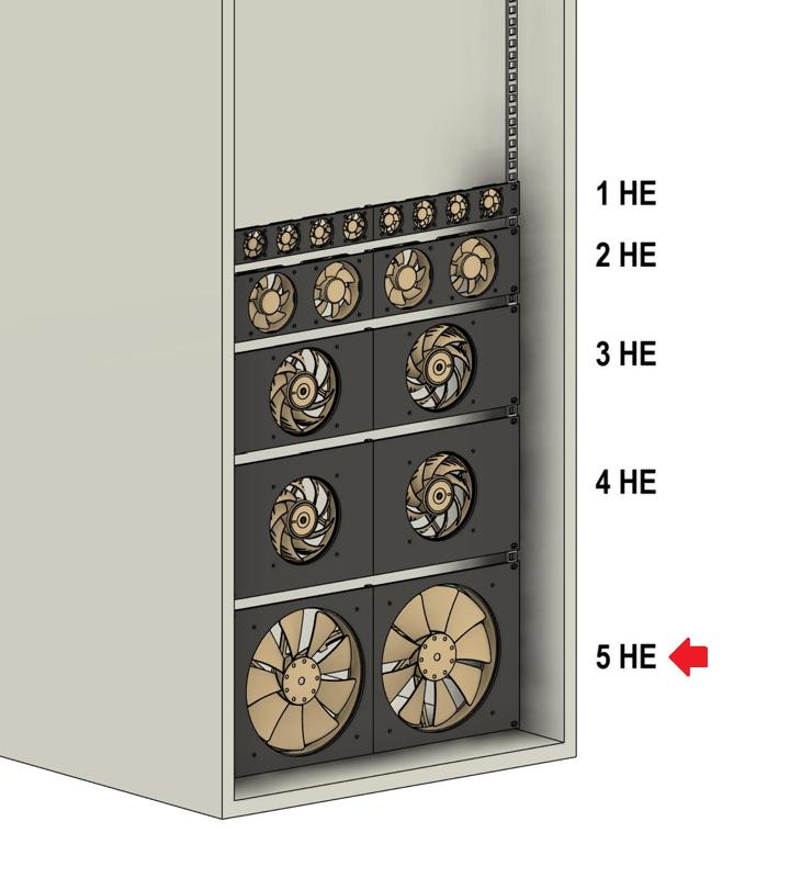 Server rack 5 U fan mount (5 U fan unit 19" server rack)