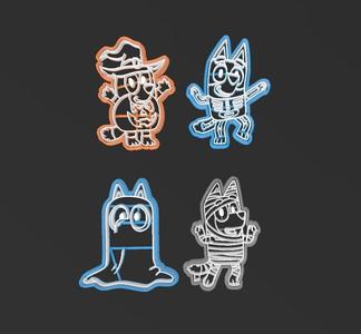Bluey Halloween, set of 4 cookie cutters 90mm