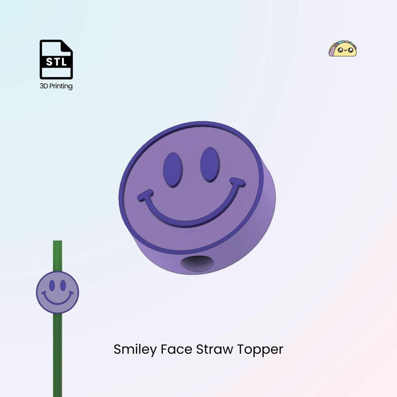 Smiley Face Straw Topper, Happy Straw Charm for Stanley Cup Tumblers