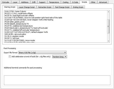 Quick start script for FlashForge Creator Pro left extruder