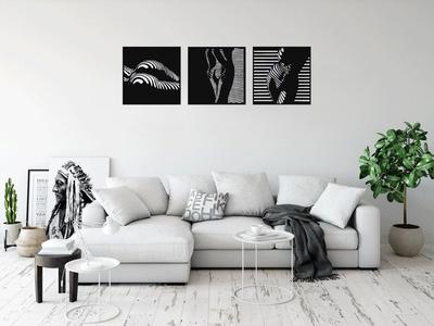Woman body trio wall decoration - LASERCUT & 3D printer ready
