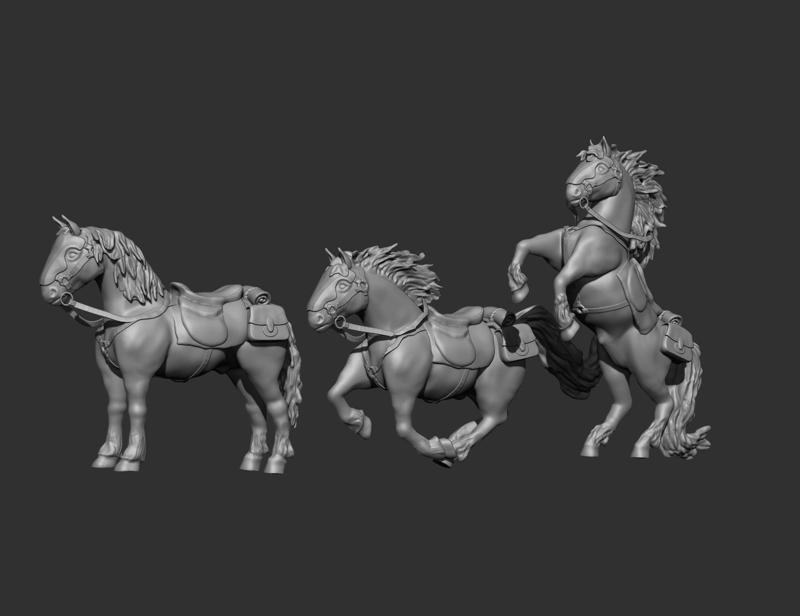 3 Horse Poses – Detailed 3D Printable Bundle | Dynamic, Running & Standing