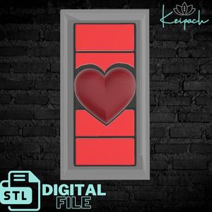 Heart Snap Bar Digital STL Master Mold File for silicone wax melt mold making with built in housing