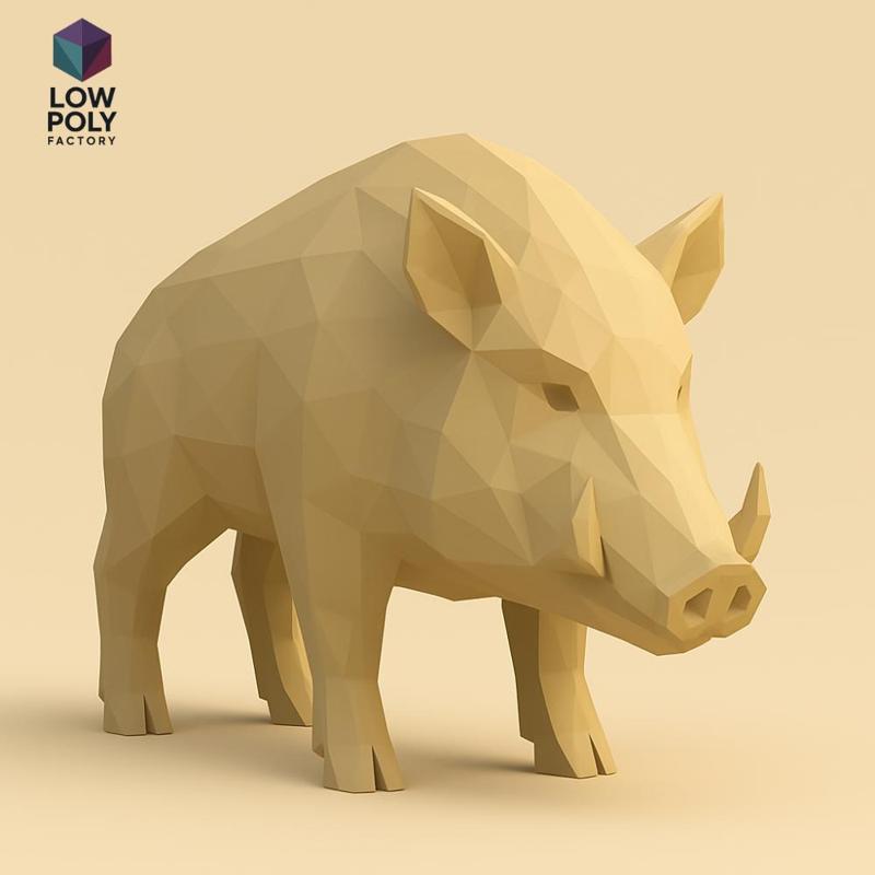 Wild boar - Fierce inhabitant of forests and hills Low Poly style