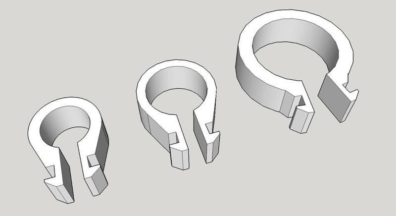 Tevo Tarantula Rail Mount Wire Clips - 3 Sizes - Small, Medium, Large