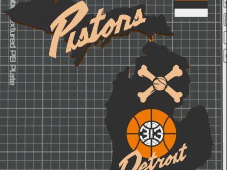 Detroit Pistons City Connect wall/desk art mitten