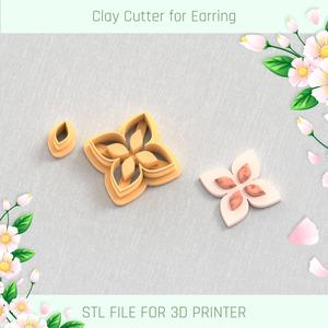 Flower Earring with Precious Stones POLYMER CLAY CUTTER