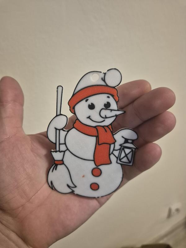 Snowman with Lantern and Broom