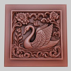 The swan swims on the water 3d printer model animal model obj stl