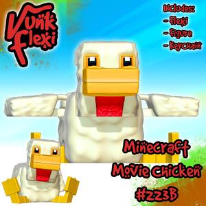 Minecraft Movie Chicken MultiColor Flexi Print-In-Place + figure & keychain