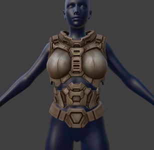 Female Mech Pilot Breast, Belly Armor, and Belt