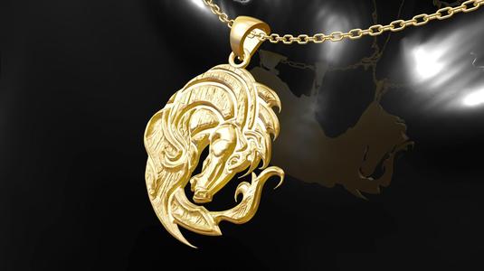 Fiery Horse Ggold Pendant Jewelry 3D print model