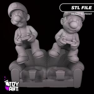 Mario & Luigi Gaming Diorama - STL Figure Set