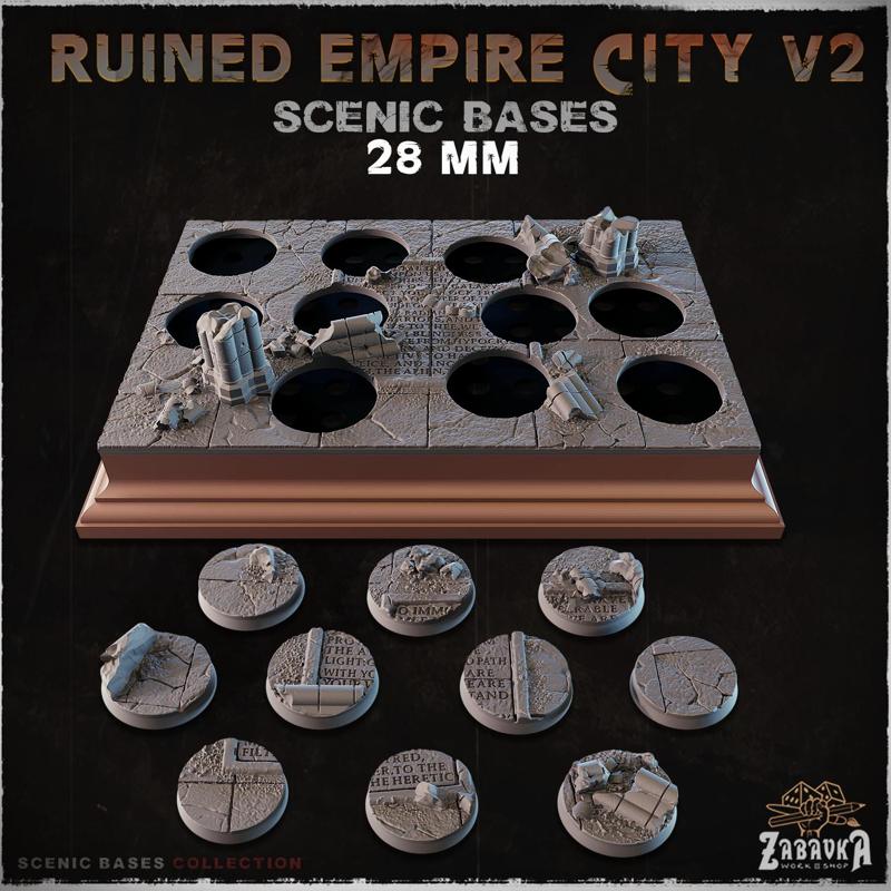 Ruined Empire City V2 - Scenic Bases (28mm Bases)
