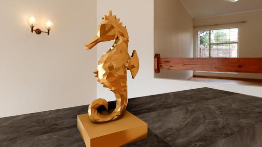 seahorse bust statue low poly stl