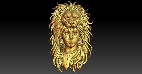 Girl and Lion CNC Relief Model