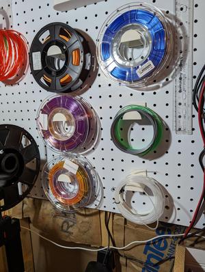 Small Filament Reel, spool or remnant holder for Pegboard