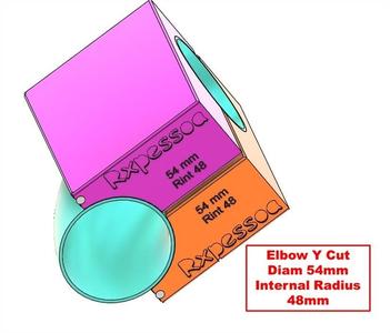 Elbow Y 2 to 1  (D54mm) Rint48 Cutting Tool Holder Exhaust Merge Pipe