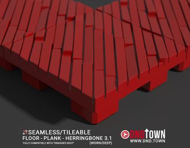 3D Modular Dungeon Tile: Floor - Plank - Herringbone 3.1 (WORN/DEEP) - DnD Town Minis (www.dnd.town)