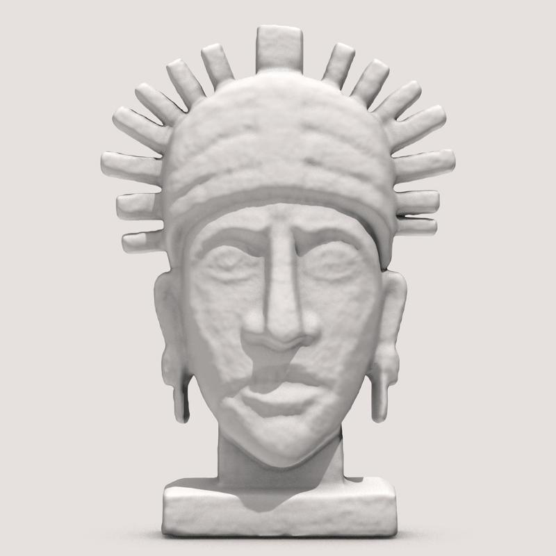 Aztec Stone Head Sculpture 