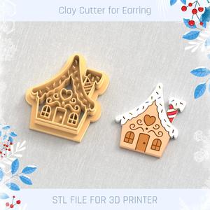 Christmas Cookies House Clay Cutter,Winter Earring Cutters, Christmas Clay Cutters, Mini Clay Cutters 3 Sizes