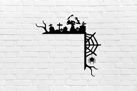 Halloween cemetery zombie spider wall decoration