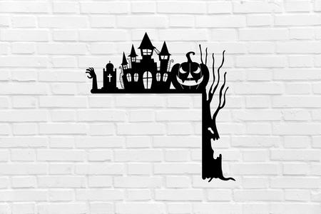 Halloween wall decoration pumpkin mansion door