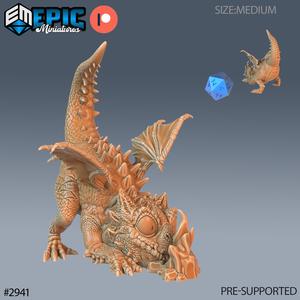 Baby Dragon Exploration ‧ DnD Miniature ‧ Tabletop Miniatures ‧ Gaming Monster ‧ 3D Model ‧ RPG ‧ DnDminis ‧ STL FILE