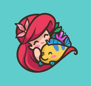 The Little Mermaid, Ariel and Flounder - Keychain, accessory, Disney Princess