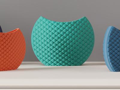 Modern Circular Vase. Dragon Scale Pattern Vase