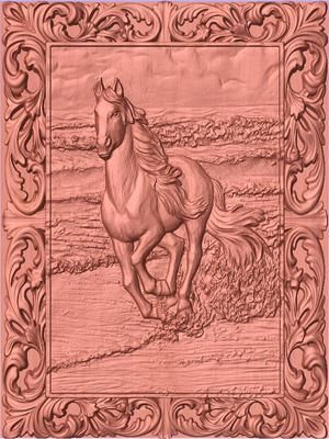 Framed running horse