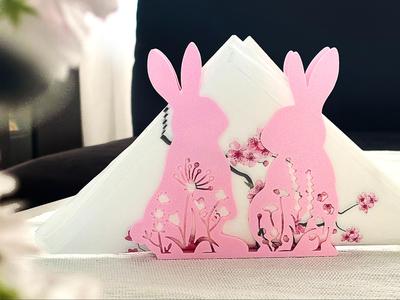 Easter Bunnies couple napkin stand