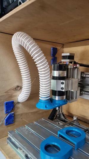 CNC Dust Shoe for 500W spindle (attach on the 39mm part) and 35mm festool vacuum hose with magnets attach for easy maintenance