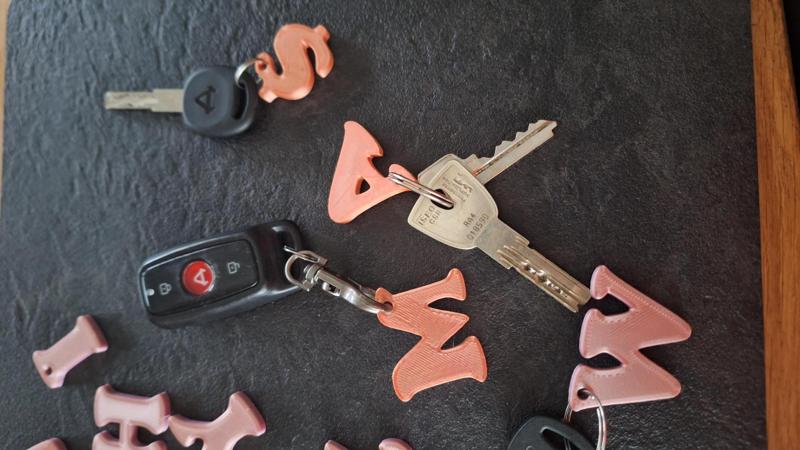 alphabet numbers sign keychain  print in place