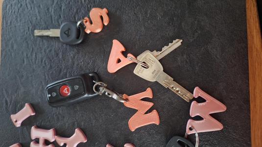 alphabet numbers sign keychain  print in place