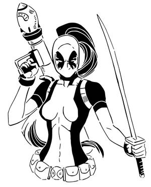 Lady Deadpool stencil 1
