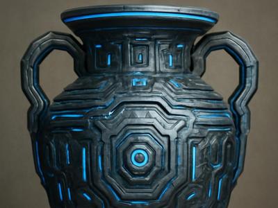 Futuristic Vase with Geometric Patterns