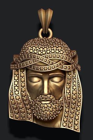 Jesus head pendant with gems 3D print model