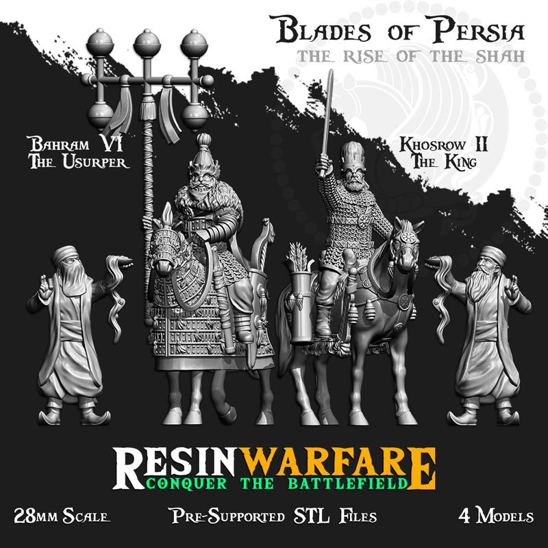 King Khosrow II, Bahram Chobin and Zoroastrian Priests - Blades of Persia