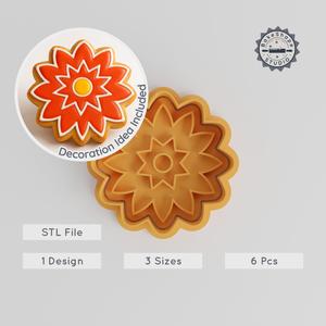 Flower Shape Cutter & Stamp Set, Perfect for Cookies & Fondant, S/M/L Sizes, 6 Piece Floral Garden Collection