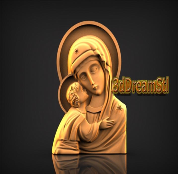 Mother of God STL model, CNC router engraver, artcam, aspire, cnc files, wood, art, wall decor, CNC