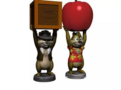 Chip and Dale from the video game Dandy for 3D printing STL