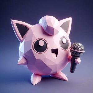 Low Poly Singing Jigglypuff with Microphone