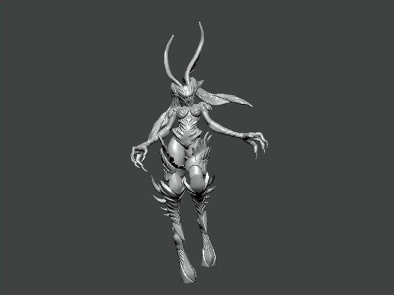 3D Model-CHARACTER0015 female creature with long horns