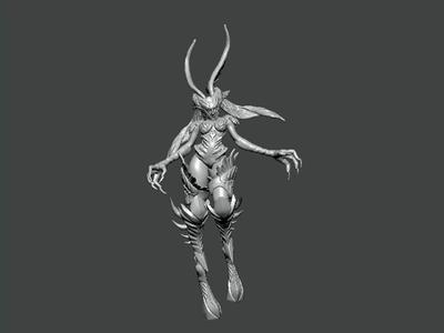 3D Model-CHARACTER0015 female creature with long horns
