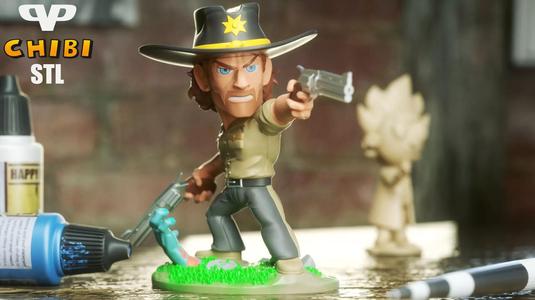 Walking Dead Rick Grimes Chibi STL for 3D Printing ChibiSTL 3DXM